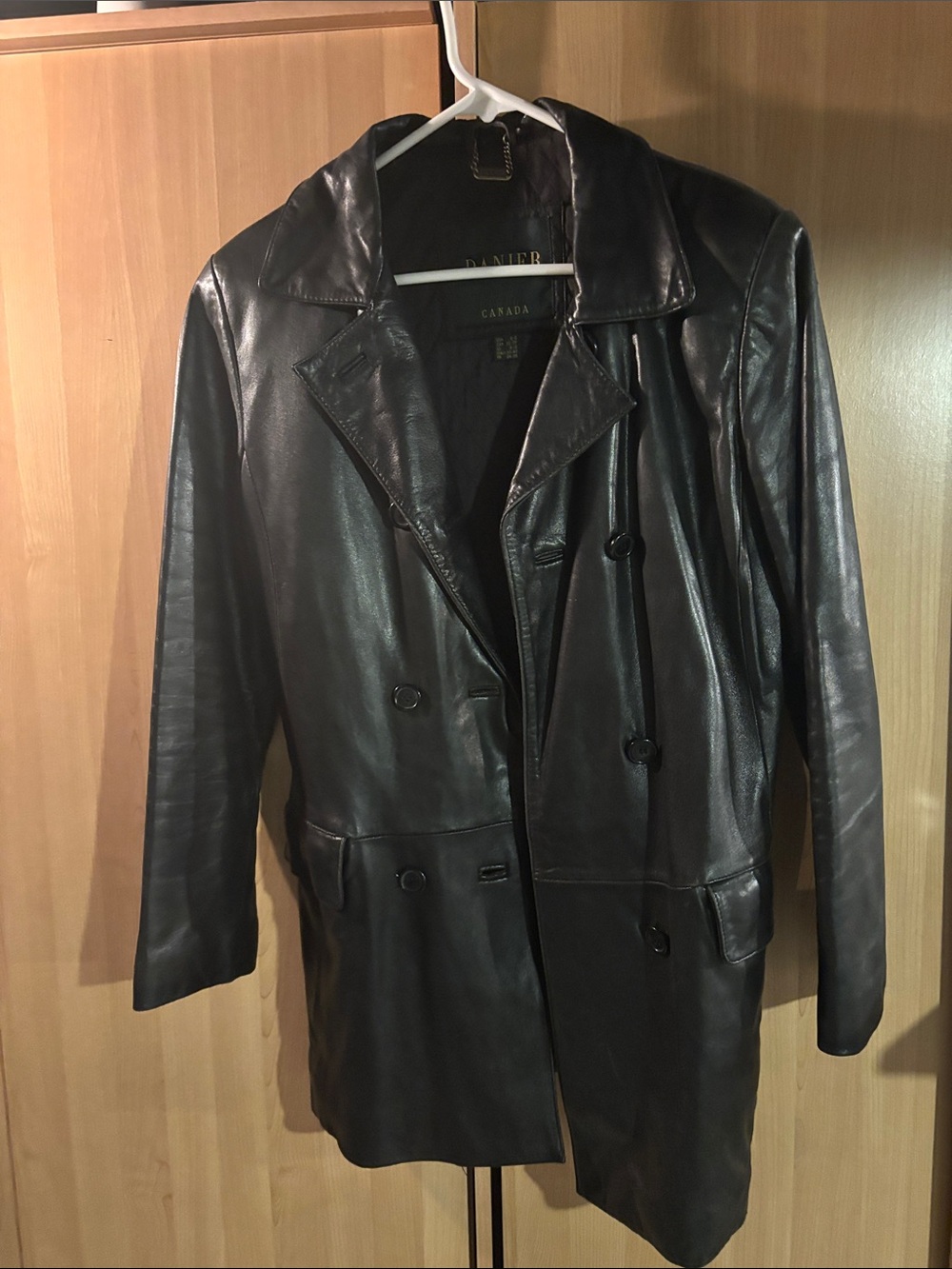 Danier Black Leather Double-Breasted Jacket